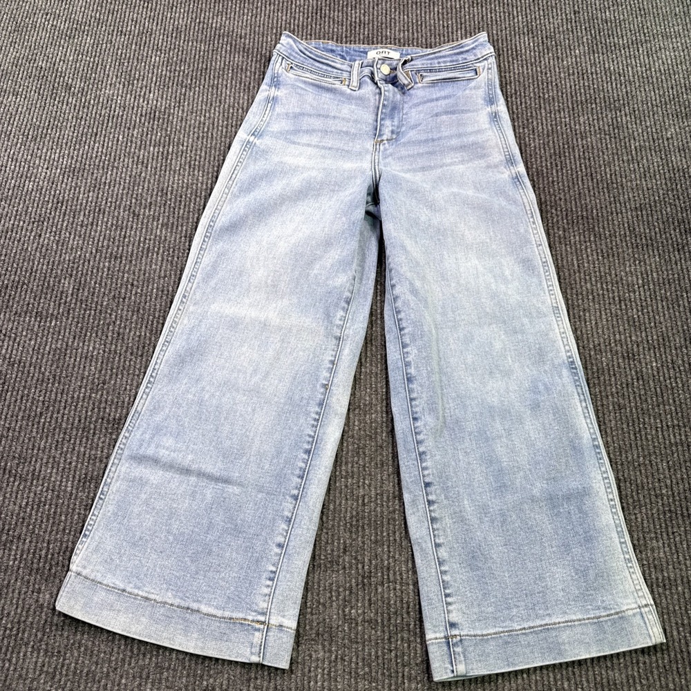 OAT New York jeans womens 0/25 2Light Wash Cropped Wide Leg High Rise y2k boho